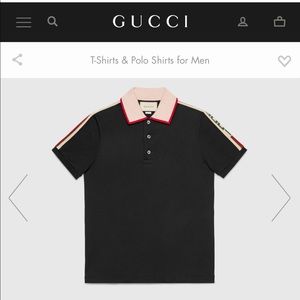 NWT $680 Gucci men’s US L black cotton stripe polo